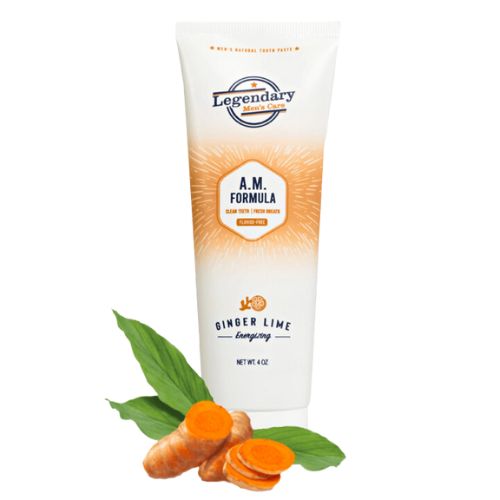 Legendary Men's Care AM formula Ginger-Lime Toothpaste for men.