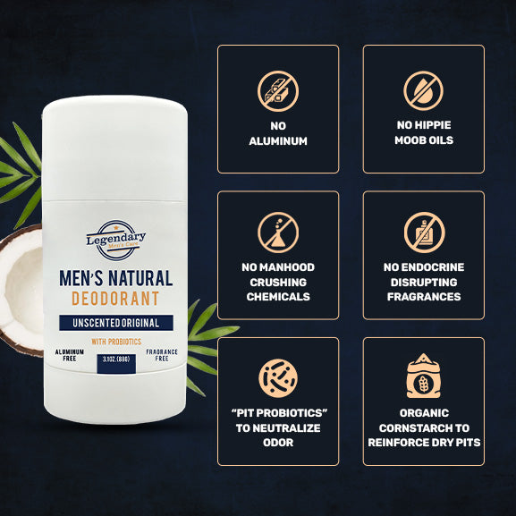 Unscented Original Men's Natural Deodorant - Aluminum Free - Fragrance Free & Scent Free